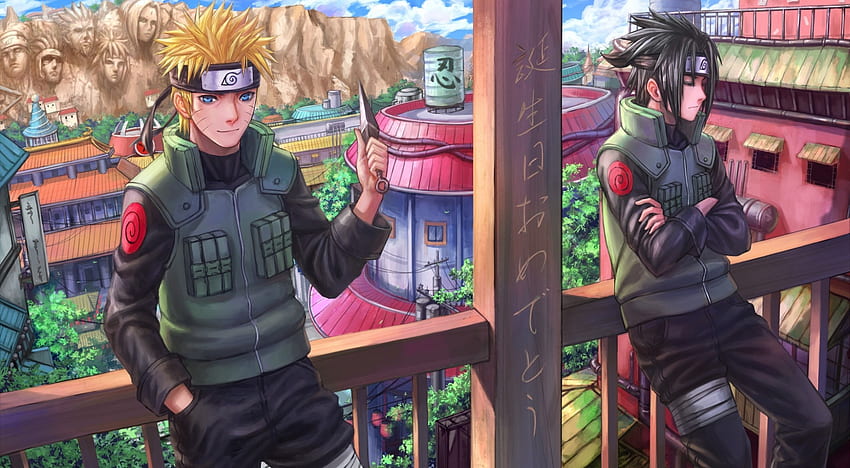 Uzumaki Naruto, Hokage, Uchiha Sasuke, Friends, Konoha Village HD wallpaper