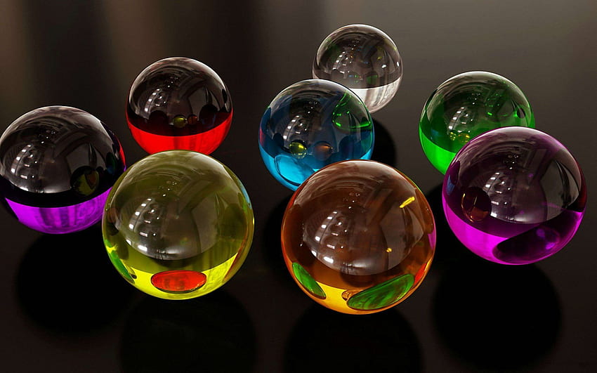 Glass marbles, abstract, fun, 3d, cool HD wallpaper