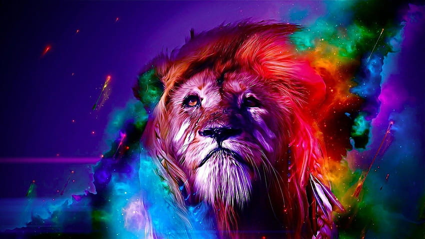 Дъгов лъв, страхотен лъв HD тапет