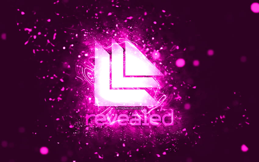 Revealed Recordings purple logo, , purple neon lights, creative, purple abstract background, Revealed Recordings logo, music labels, Revealed Recordings HD wallpaper