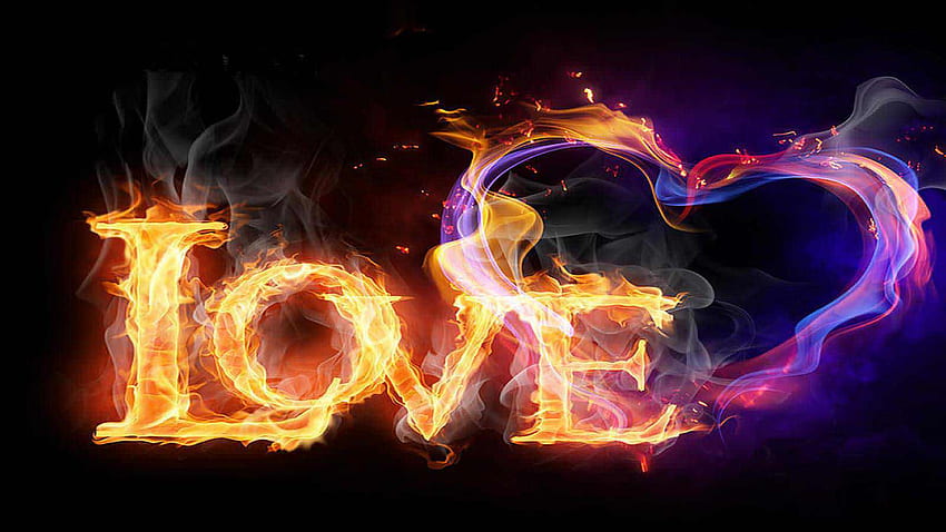 Fire Heart, Love Fire HD wallpaper