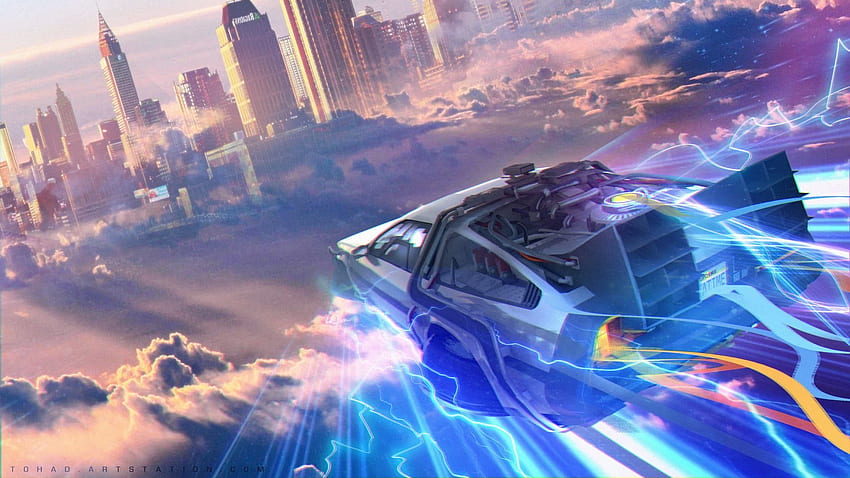 Car illustration, The Time Machine, Back to the Future, DMC, Delorean HD wallpaper
