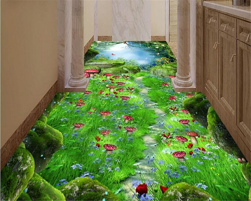 US $17.1 43% OFF. beibehang Creative Aesthetic Magic Dream Forest Path 3D Flooring Three Dimensional Painting Papel De Parede Behang In, Spring Aesthetic HD wallpaper