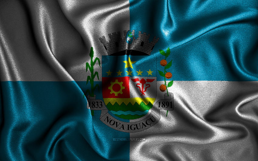 Nova Iguacu flag, , silk wavy flags, brazilian cities, Day of Nova Iguacu, Flag of Nova Iguacu, fabric flags, 3D art, Nova Iguacu, cities of Brazil, Nova Iguacu 3D flag HD wallpaper