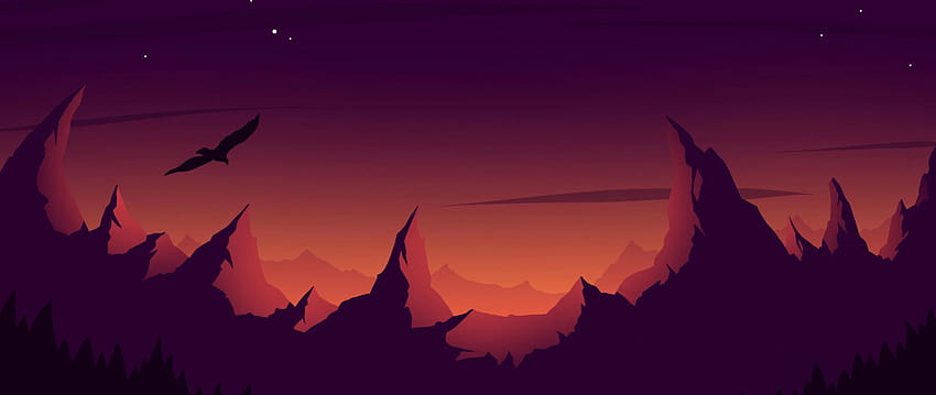Eagle Mountain Sunset Resolución minimalista, arte 2560 X 1080 fondo de pantalla