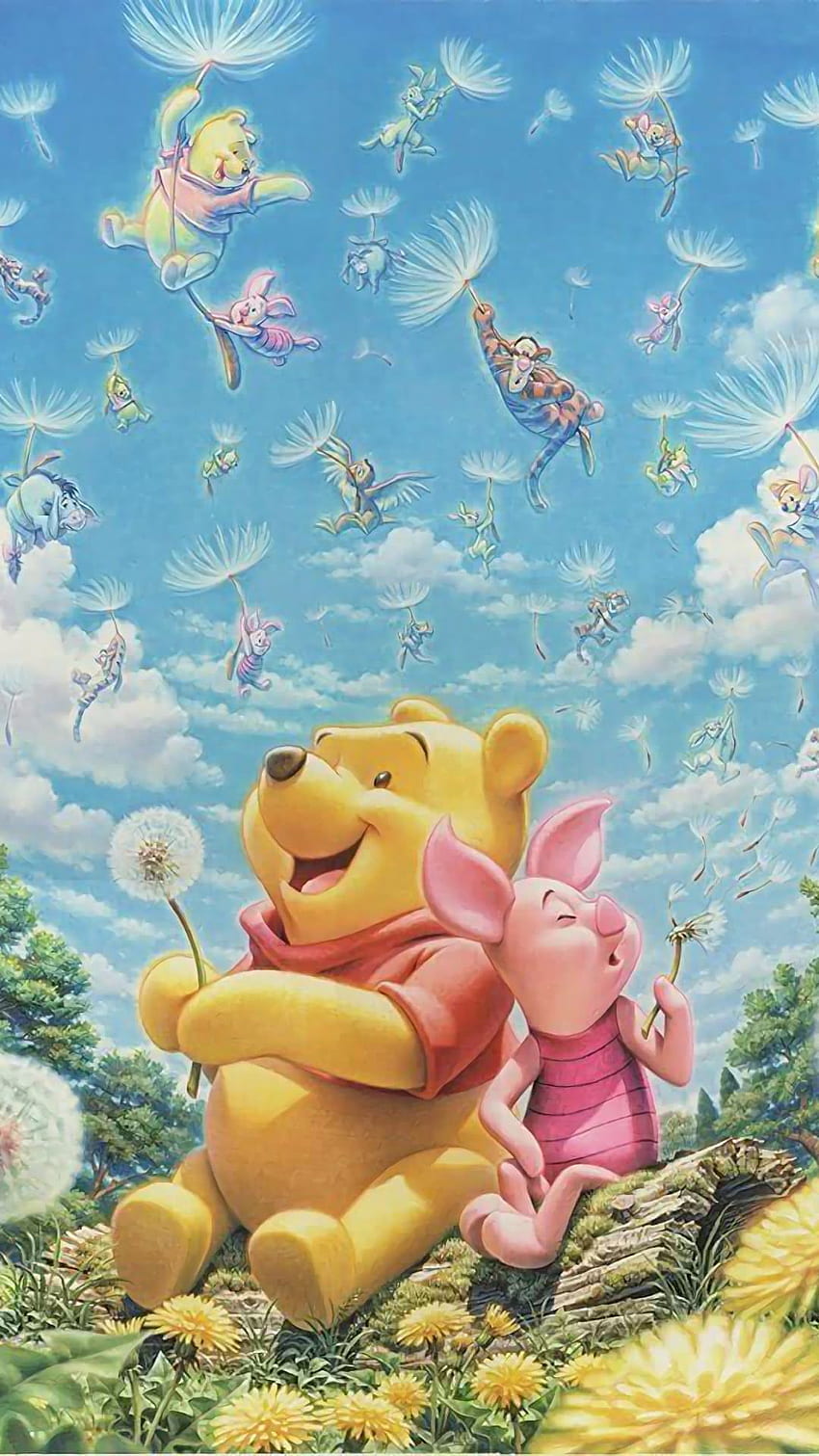 Pooh de dibujos animados, lindo Winnie the Pooh fondo de pantalla del teléfono