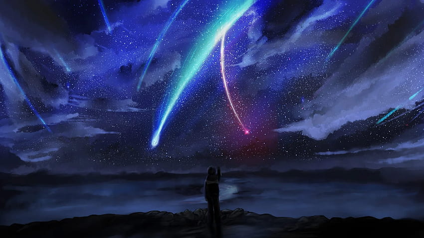 Your Name. Anime Scenery Comet Night., Dark Anime Scenery HD wallpaper