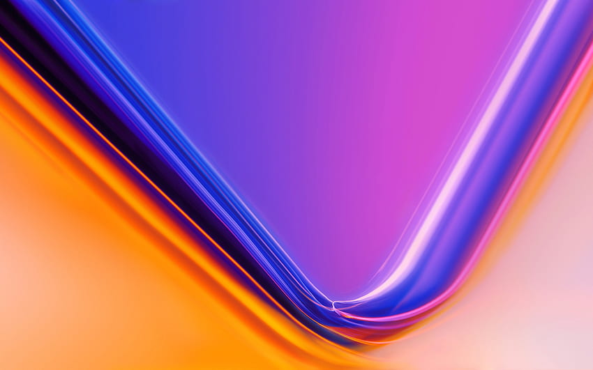 パープル オレンジ ウェーブ背景, 明るい背景, Oneplus 7 Pro パソコン用 高画質の壁紙