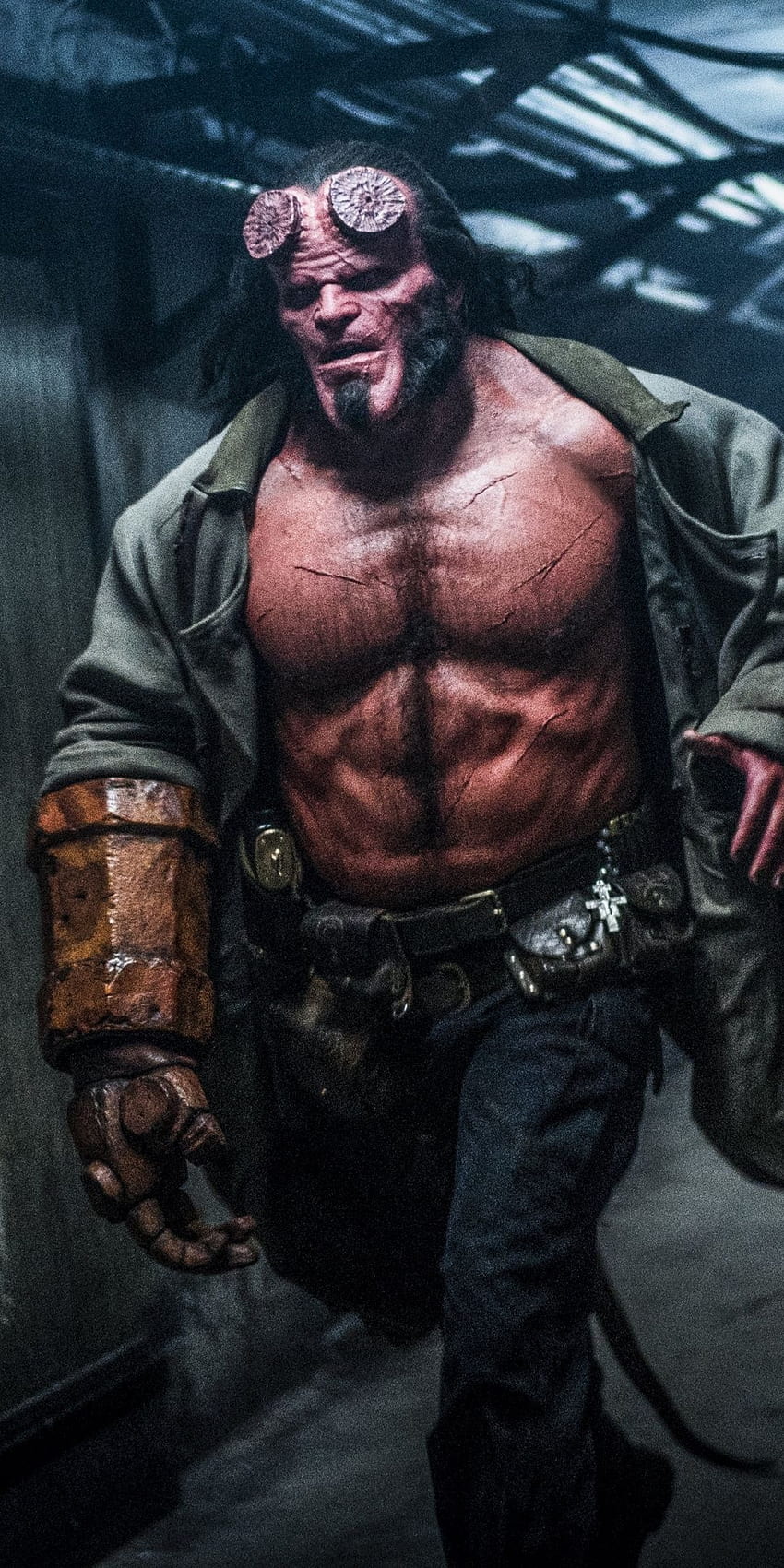 David Harbour, Hellboy, película, 2019, . chico infernal fondo de pantalla del teléfono