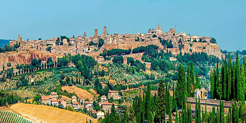 Orvieto_Italy, Средновековна, Италия, Град, Градски пейзажи, Древен, Панорама, Пейзажи, Италия HD тапет