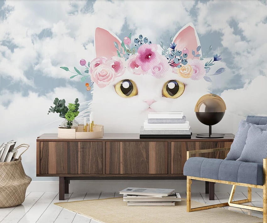 Modern Nordic Carton Cat Creative Kids Bedroom 3D Mural Contact Paper 3D  Animal Wall Paper Wall Decor Custom. HD wallpaper | Pxfuel