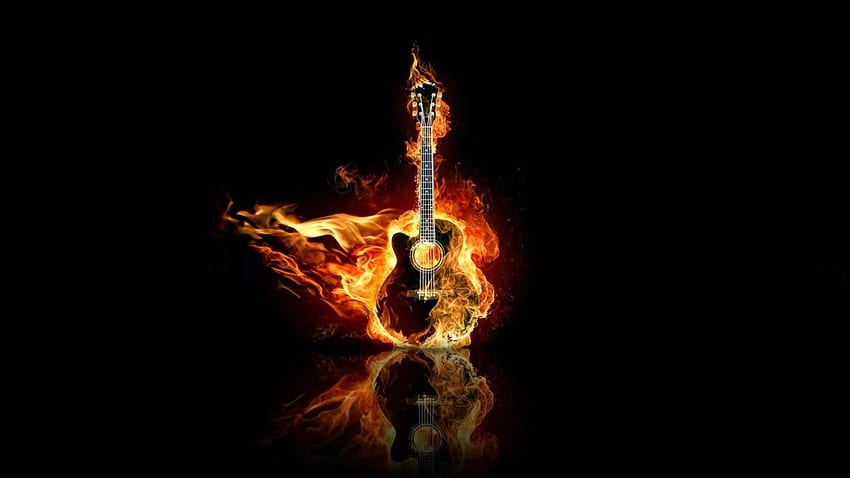 Rockstar Movie Burning Guitar HD wallpaper