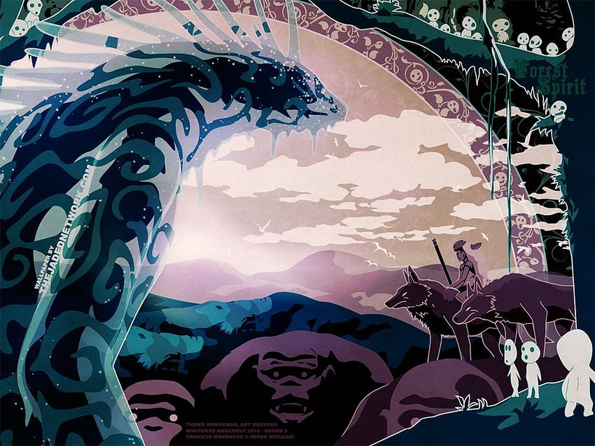 Studio Ghibli, Princess Mononoke, Kodama, Shishigami, Vector Art HD wallpaper
