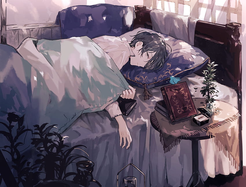 Tidur, Shoujo, Buku, Anime Boy - Resolusi:, Anime mengantuk Wallpaper HD