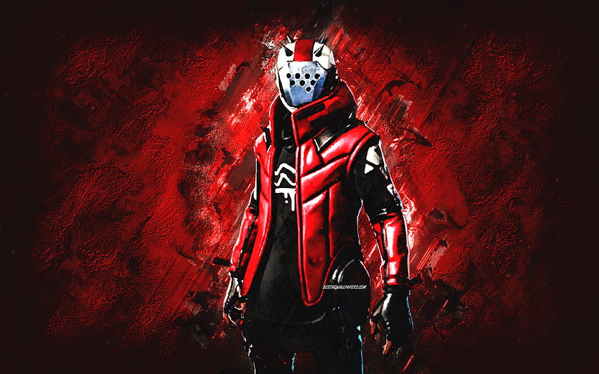 X-Lord Skin, grunge art, Fortnite Battle Royale, red abstract rays
