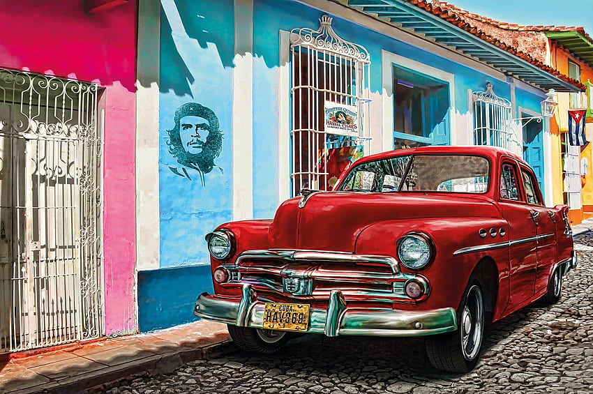 偉大なアート キューバのオールド タイマー カー - ハバナ アート チェ ゲバラ、キューバの車 高画質の壁紙