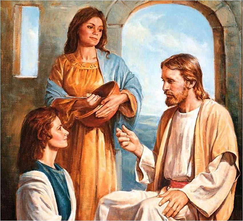 Yesus Kristus dengan Marta dan Maria (DETAIL), tuhan, alkitab, betania, yesus, kristus, agama, kekristenan Wallpaper HD