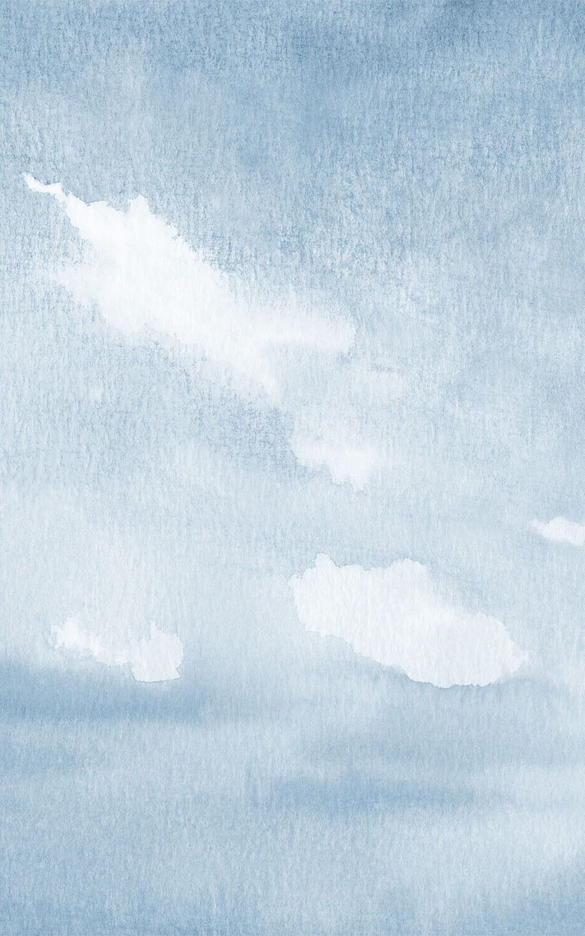 푸른 수채화 하늘 벽화. 영국 호비아. 푸른 하늘, 푸른 수채화, 파란 아이폰, 수채화 구름 HD 전화 배경 화면