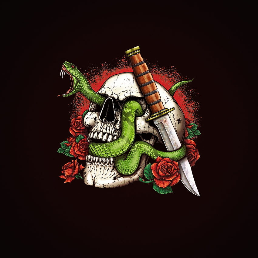 Skull And Snake, Rose Snake HD phone wallpaper