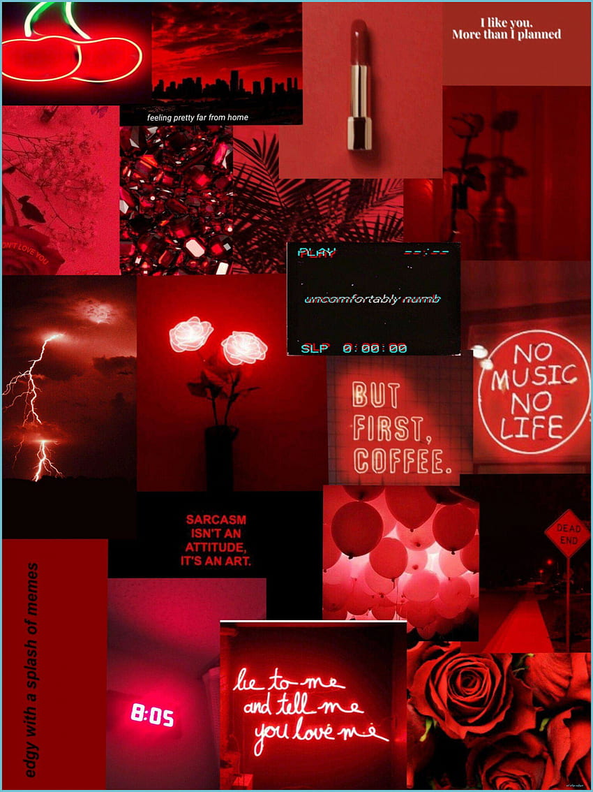 Red Aesthetic Collage Laptop - Red Collage, Black Aesthetic Collage HD ...