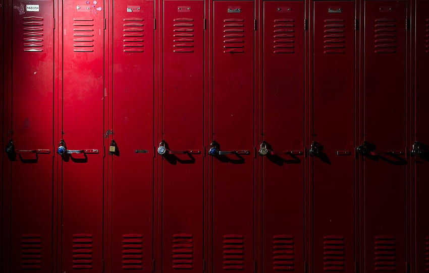 metal, red, locks, lockers for , section, Locker Room HD wallpaper