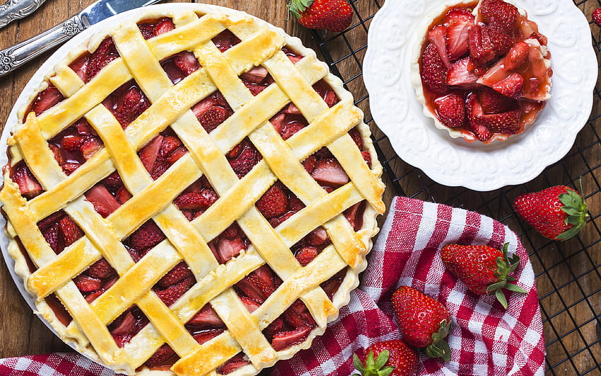 Strawberry Pie, dessert, pie, strawberry, food HD wallpaper