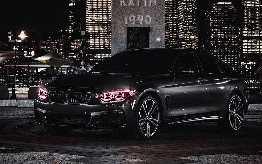 BMW M4 , Black Edition, Angel Eyes, Night, City Lights, , Black Dark fondo de pantalla