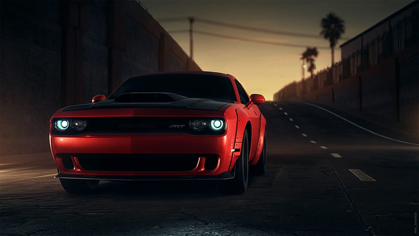 Red Dodge Challenger Srt, Autos, , , y fondo de pantalla