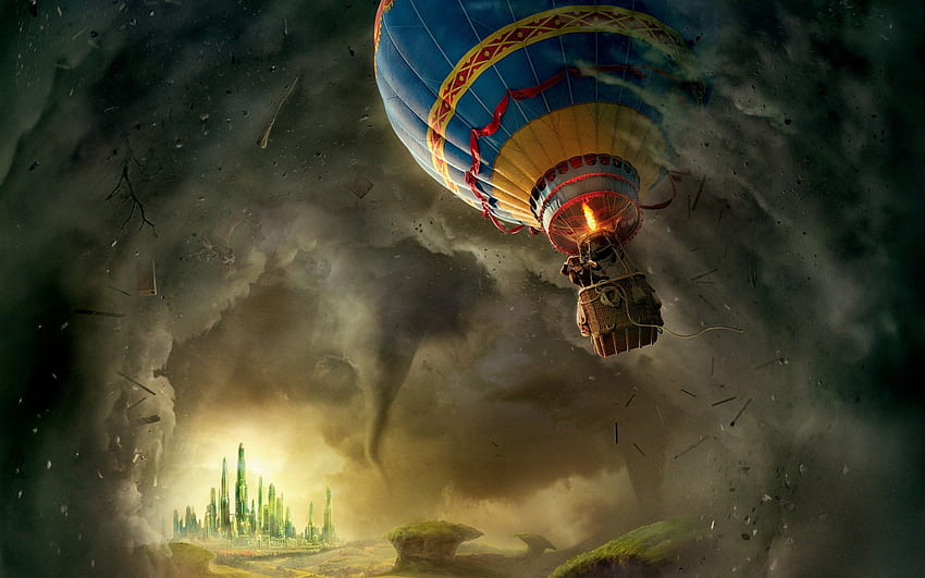 Oz the Great and Powerful (2013), oz the great and powerful, fantasy, movie, poster, hot air balloon, tornado HD wallpaper