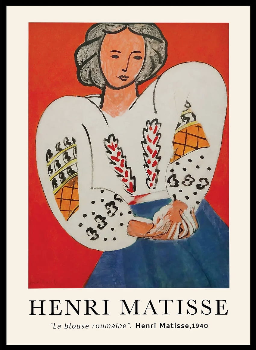 앙리 마티스 라 블라우스 루메인 1940 빈티지 포스터 전시회 프린트 - 슈가 & 캔버스, 마티스 포스터 HD 전화 배경 화면