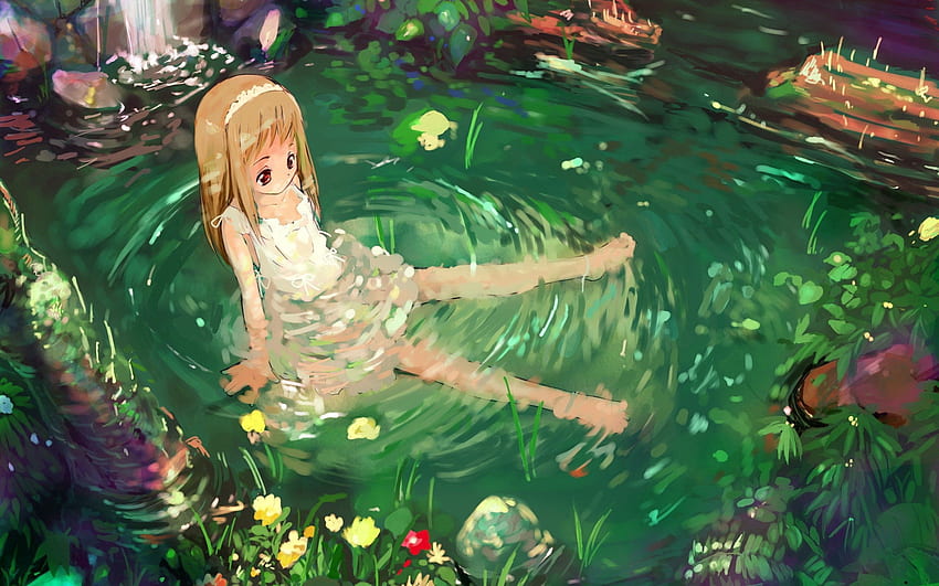 Anime, Natureza, Água, Menina papel de parede HD