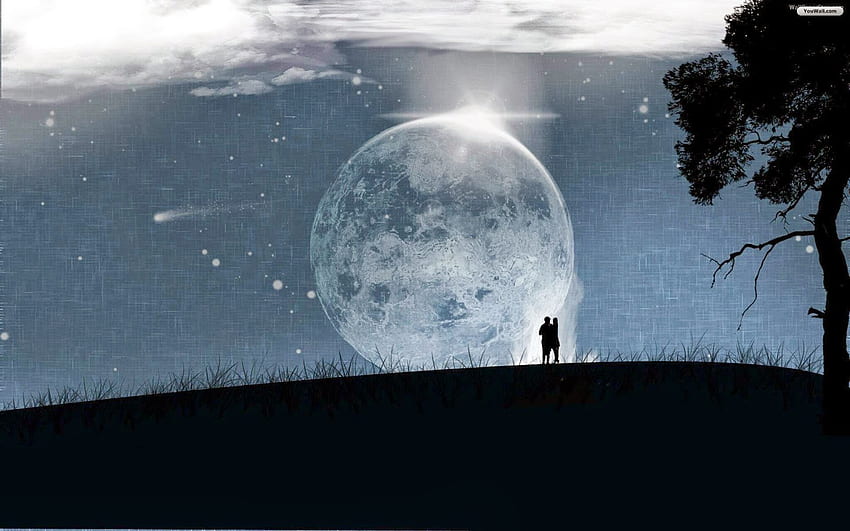 My Love : Romantic Full Moon, Moon Romance HD wallpaper