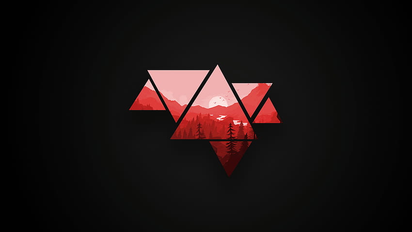 Minimalistic Mountains Red and Black Version [] : HD wallpaper