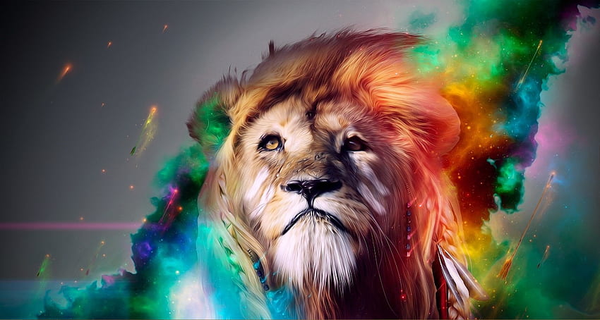 Rainbow Lion, Scary Lion HD wallpaper