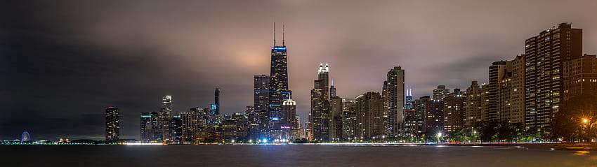 Chicago Skyline für zwei Monitore . Skyline von Chicago, Skyline, Doppelmonitor, Doppelschirm von New York City HD-Hintergrundbild