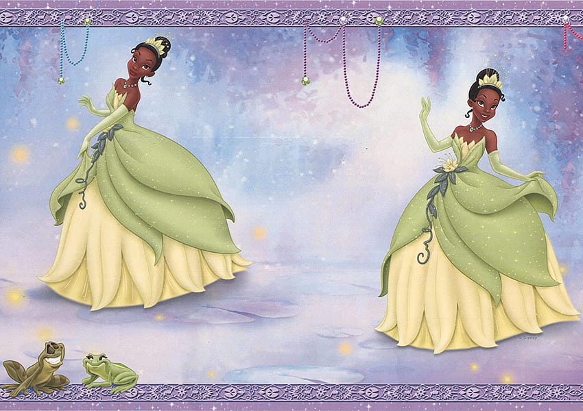 Tiana The Princess Disney Cartoon Border - Mor, Yeşil, Prenses ve Kurbağa Estetiği HD duvar kağıdı