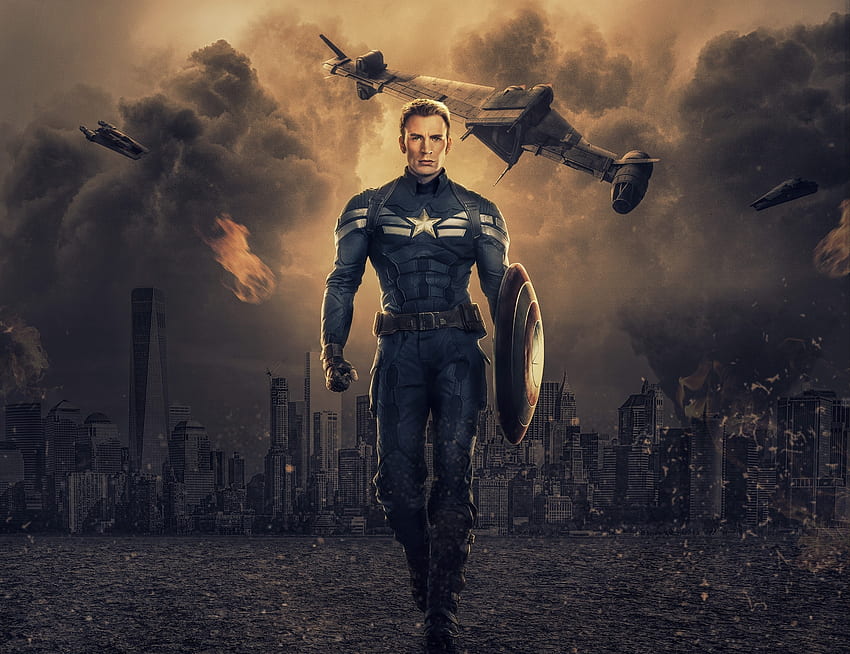 Kapitan Ameryka, Chris Evans, komiksy Marvela, grafika Tapeta HD