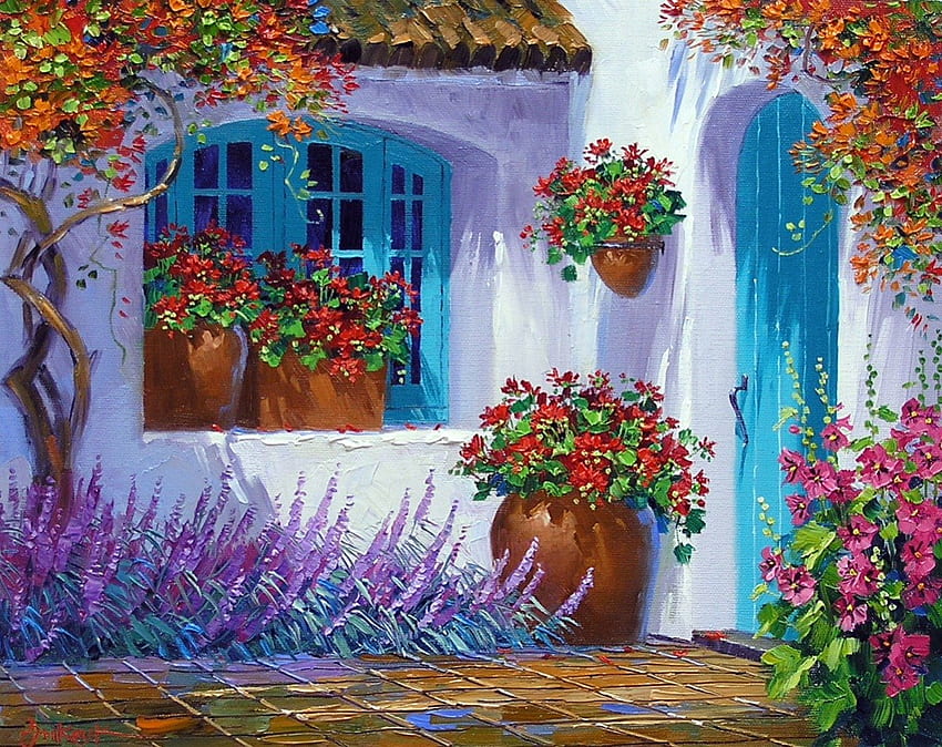 pintura floral deslumbrante, verão, pintura, floral, pintura, flores papel de parede HD