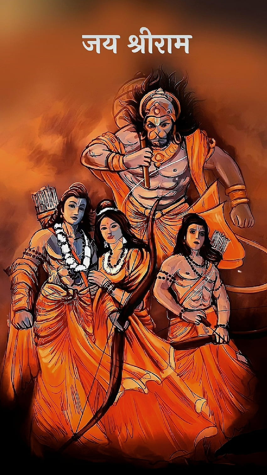 Lord Hanuman With Ram Sita And Lakshman Hd Wallpaper  Hindu Gods and  Goddesses