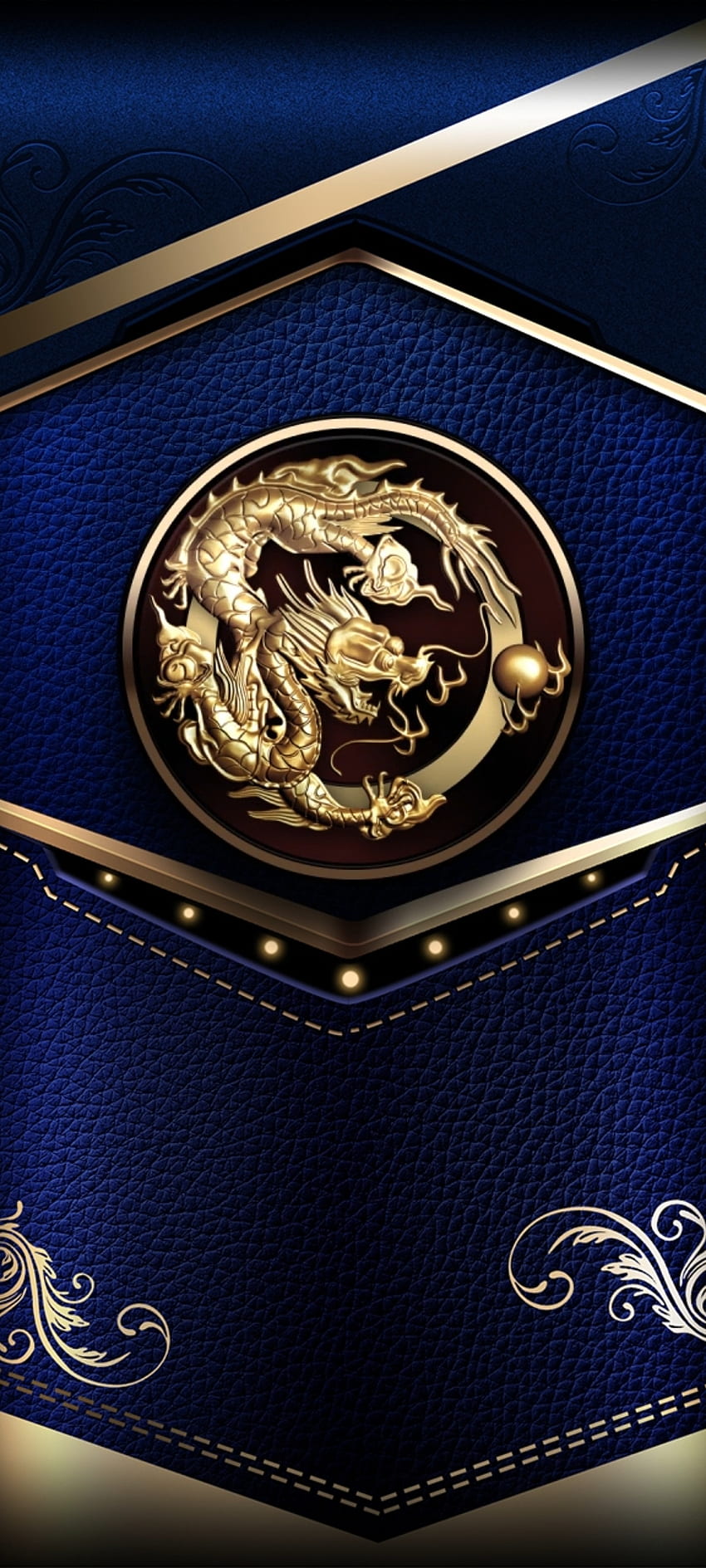 Blue Luxury Dragon, or, symbole, entreprise, Golden Fond d'écran de téléphone HD