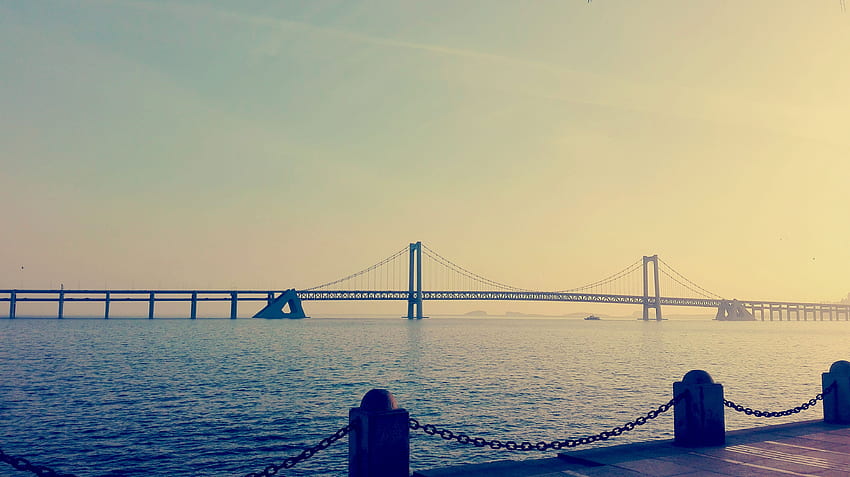 Kota, Laut, Jembatan, Teluk, Cina, Dalian Wallpaper HD