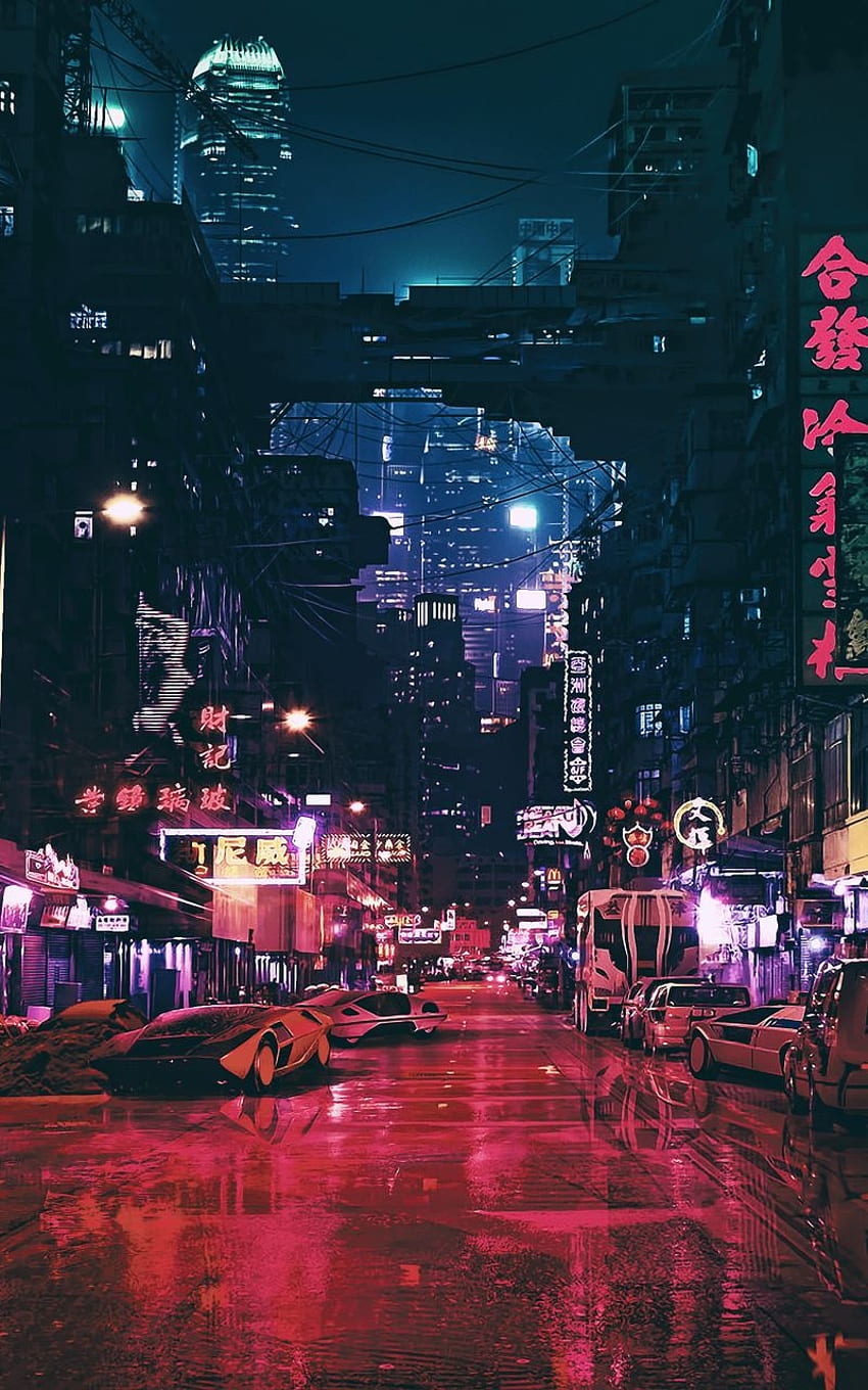 Cyberpunk Futuristic City Science-Fiction-Konzeptkunst, Cyberpunk Android HD-Handy-Hintergrundbild