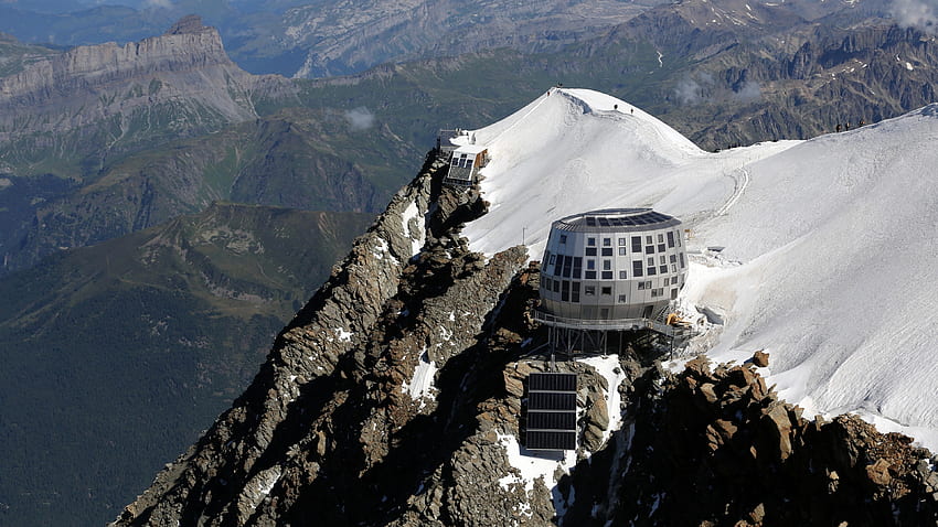 Topo do Mont Blanc, inverno, teleférico, neve, montanha papel de parede HD
