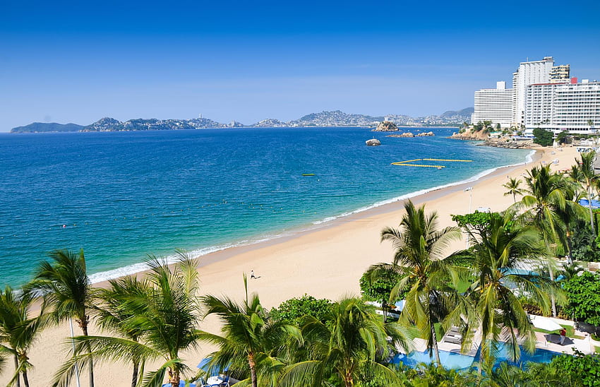 Playa acapulco messico palmeras mar . . 1337719 Sfondo HD