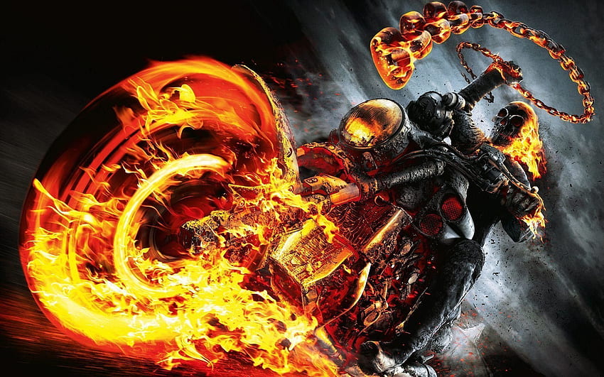 Ghost Rider Spirit Of Vengeance Skull Fire Bike, Ghost Rider 2 HD тапет