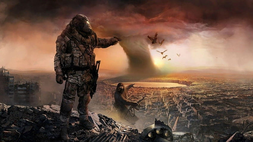 winter, war, guns, futuristic, summer, weapons, gas masks, helmets, danger, Winter Apocalypse HD wallpaper