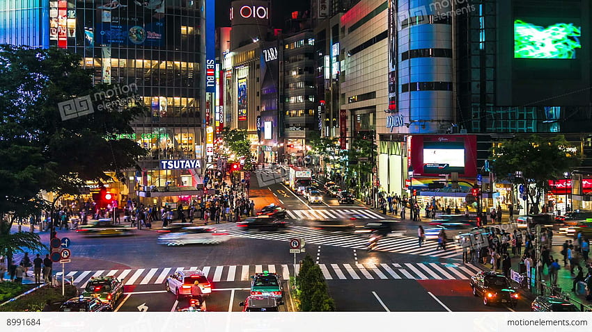 Shibuya In Time Lapse, Tokyo, Japan Stock video footage, Shibuya Night HD wallpaper