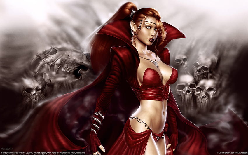 Crimson Enchantress, kadın, büyücü, savaş, kırmızı HD duvar kağıdı