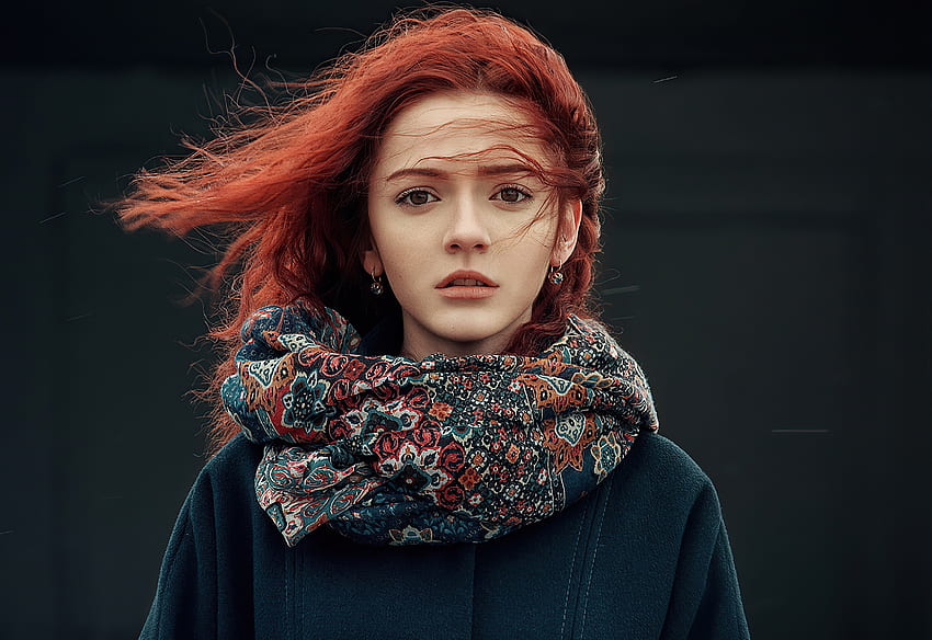 Beautiful girl, portrait, redhead HD wallpaper