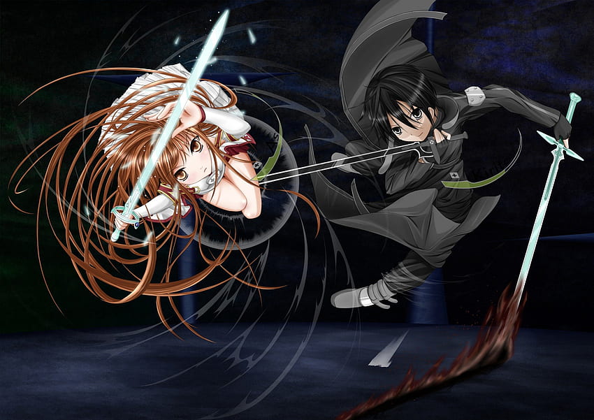 Kirito ~ Asuna, arte de espada en línea, pareja, guerrero, mujer, guapo,  sexy, espada, caliente, chica,
